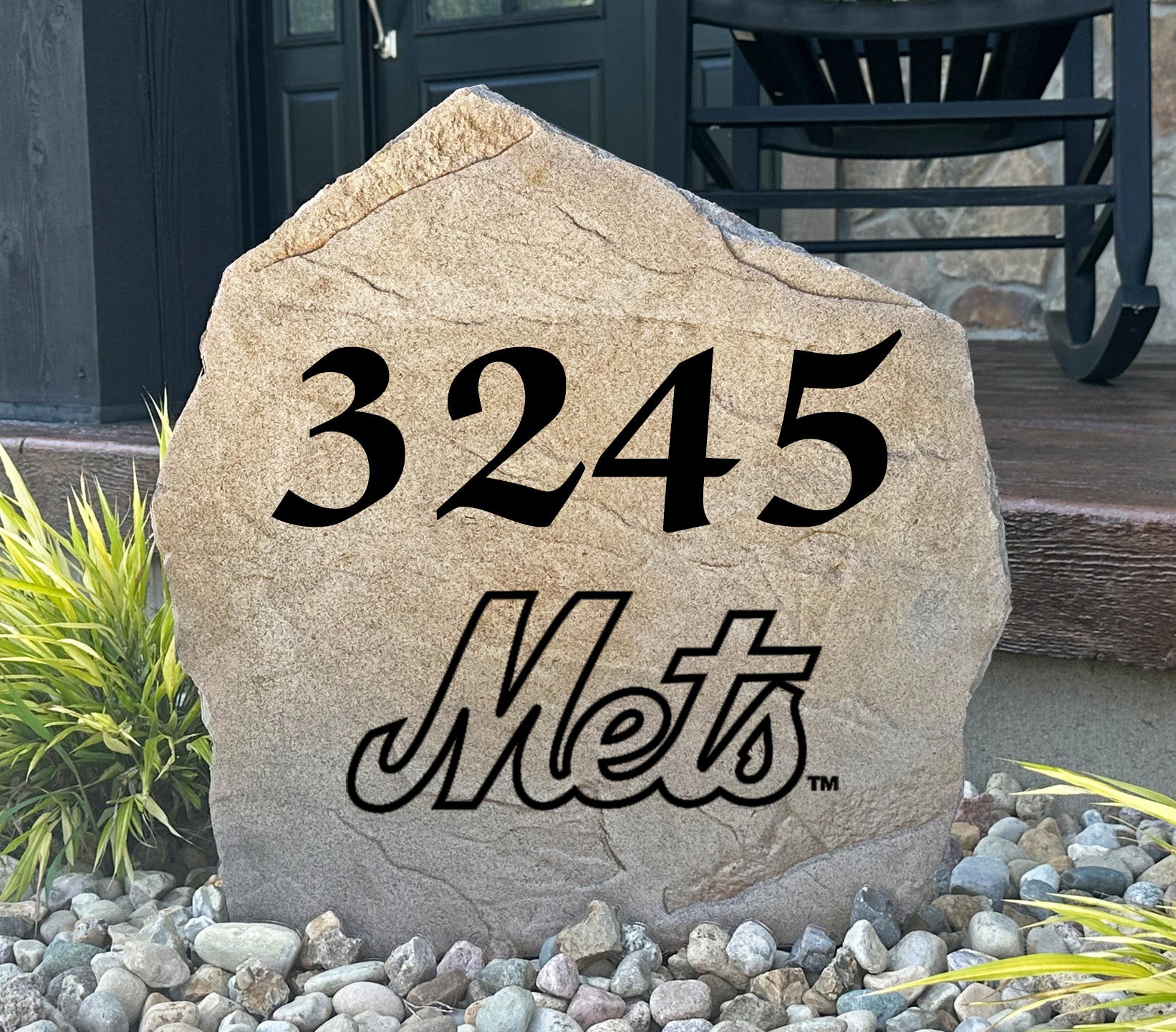 New York Mets Design-A-Stone Landscape Art Address Stone