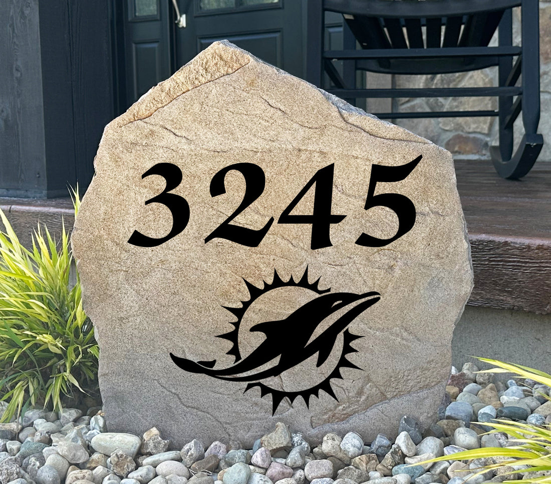 Miami Dolphins Design-A-Stone Landscape Art Address Stone