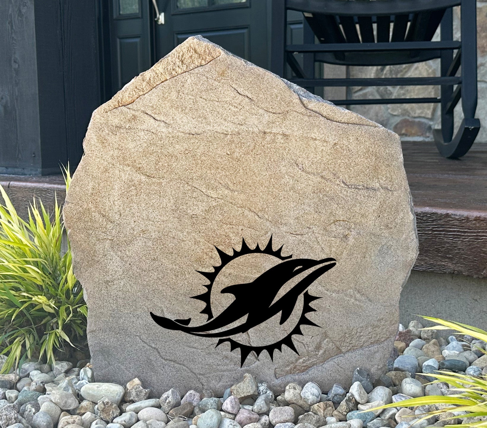 Miami Dolphins Design-A-Stone Landscape Art Address Stone