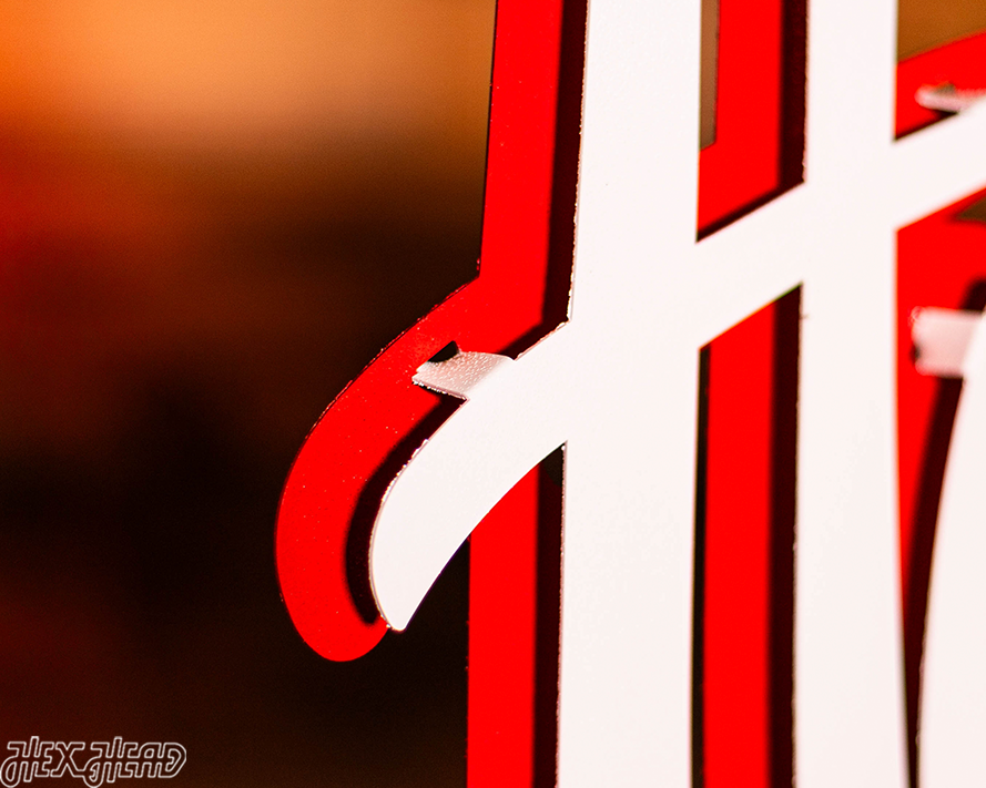 Nebraska "HUSKERS" White Script 3D Vintage Metal Wall Art