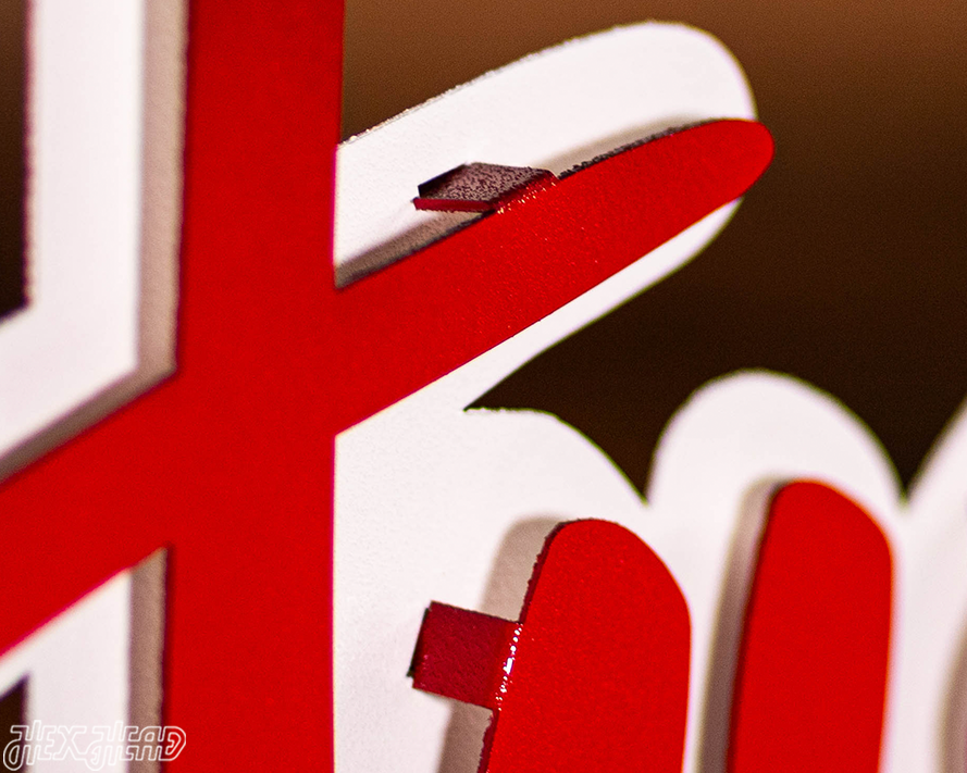 Nebraska "HUSKERS" RED Script 3D Vintage Metal Wall Art