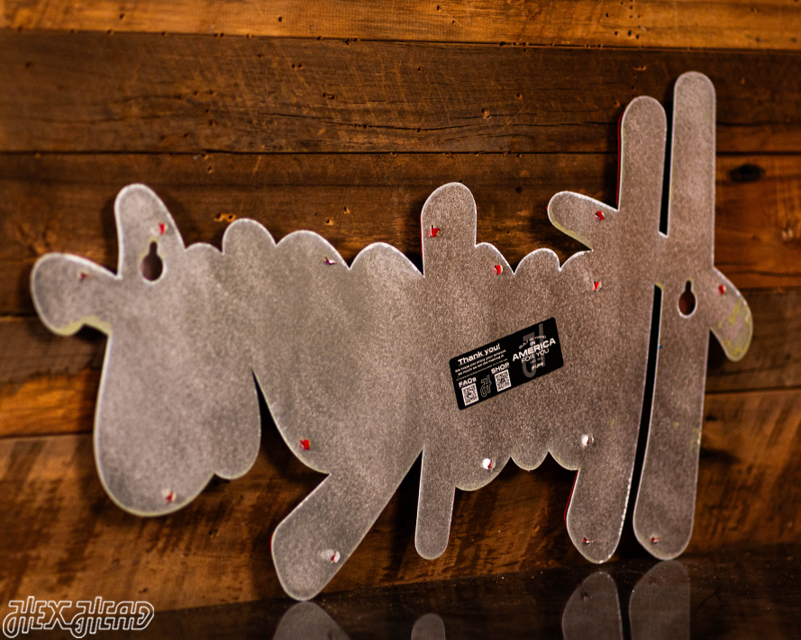 Nebraska "HUSKERS" RED Script 3D Vintage Metal Wall Art