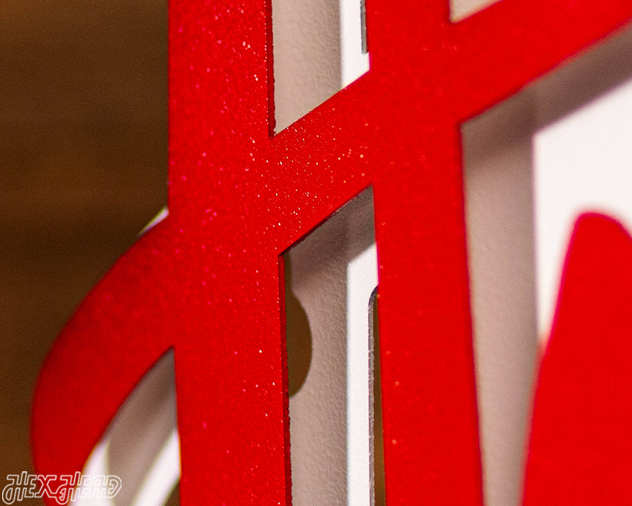 Nebraska "HUSKERS" RED Script 3D Vintage Metal Wall Art