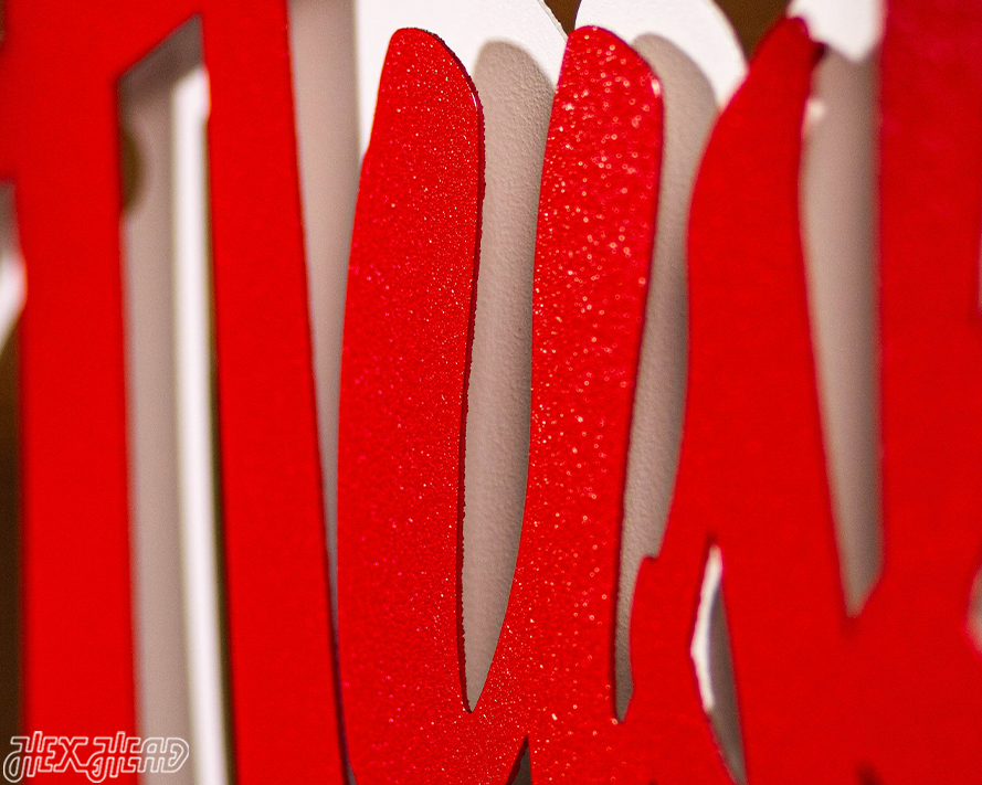 Nebraska "HUSKERS" RED Script 3D Vintage Metal Wall Art