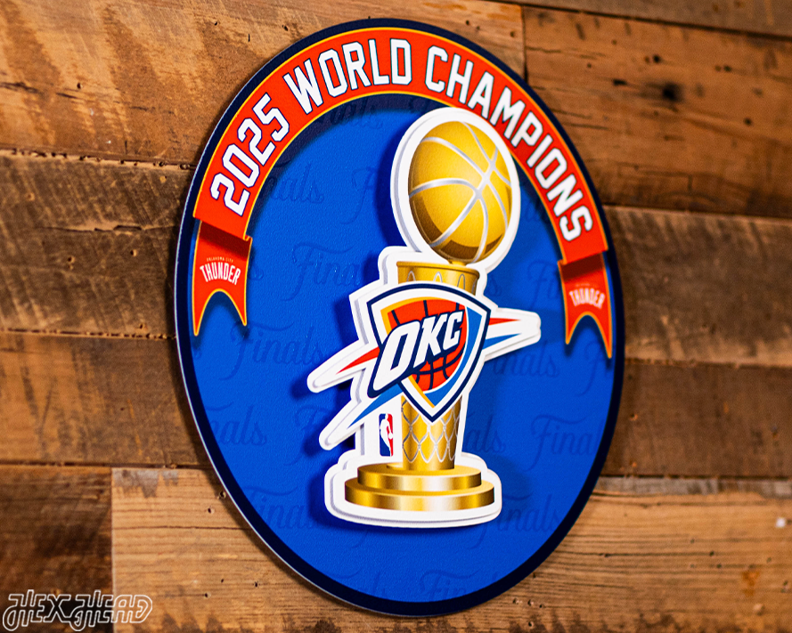 OFFICIAL Oklahoma City Thunder 2025 NBA Champions 3D Metal Wall Art