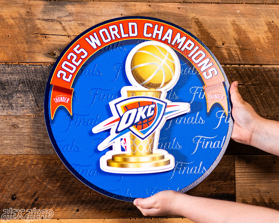 OFFICIAL Oklahoma City Thunder 2025 NBA Champions 3D Metal Wall Art