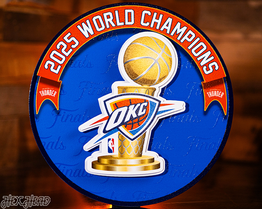 OFFICIAL Oklahoma City Thunder 2025 NBA Champions 3D Metal Wall Art