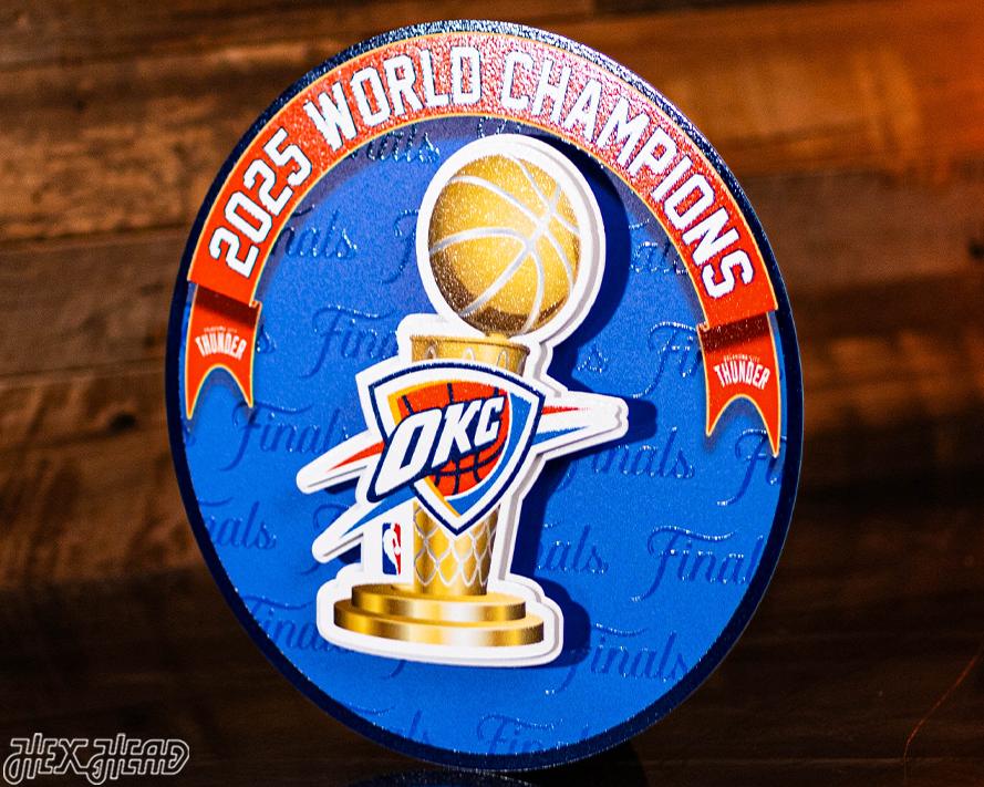 OFFICIAL Oklahoma City Thunder 2025 NBA Champions 3D Metal Wall Art