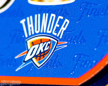 Oklahoma City Thunder 2025 NBA Champions "Double Play" On the Shelf or on the Wall Art