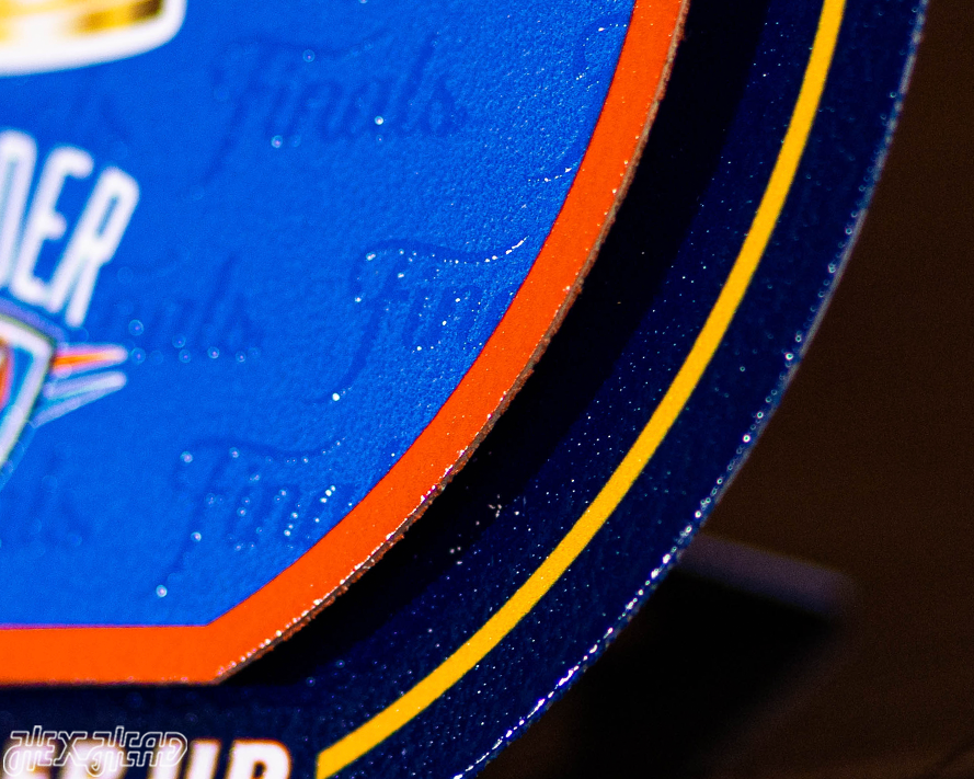 Oklahoma City Thunder 2025 NBA Champions "Double Play" On the Shelf or on the Wall Art