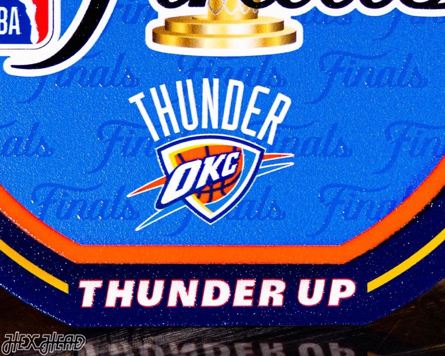 Oklahoma City Thunder 2025 NBA Champions "Double Play" On the Shelf or on the Wall Art