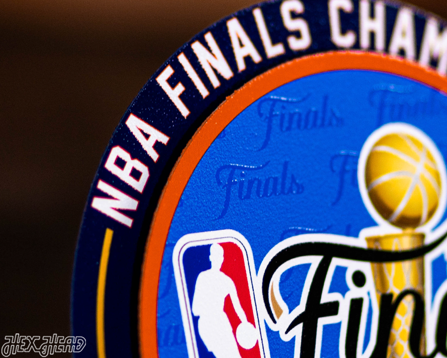 Oklahoma City Thunder 2025 NBA Champions "Double Play" On the Shelf or on the Wall Art