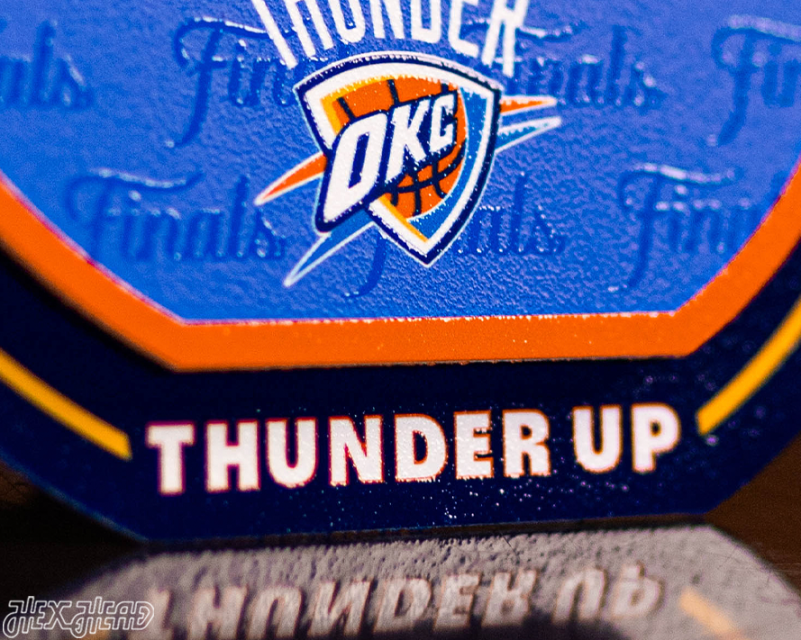 Oklahoma City Thunder 2025 NBA Champions "Double Play" On the Shelf or on the Wall Art