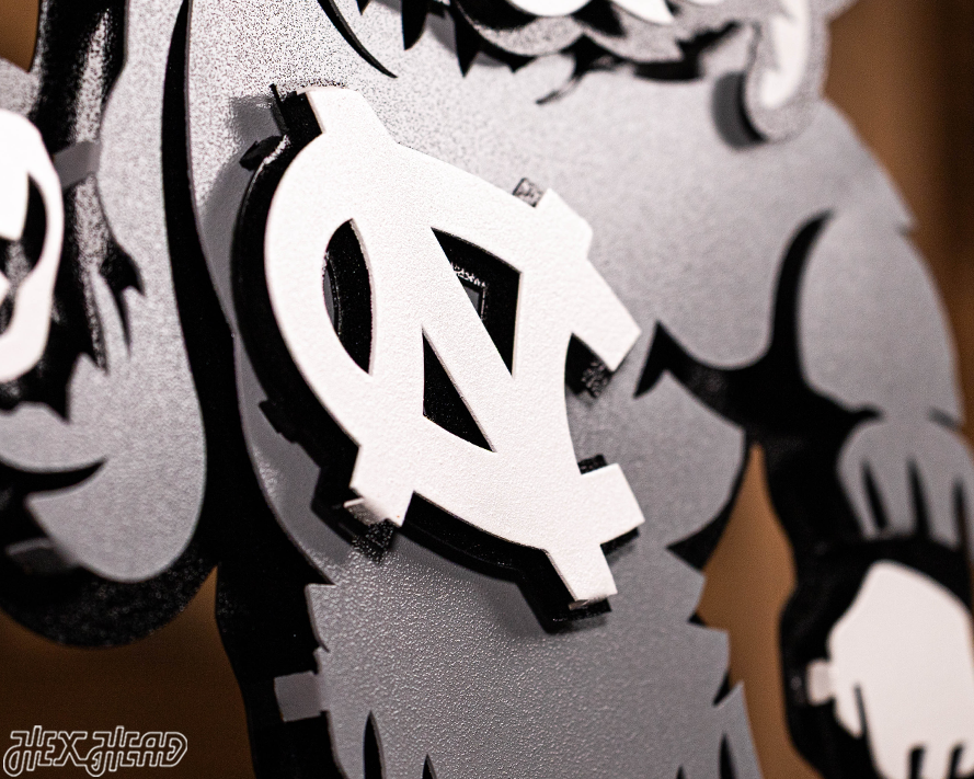 MONOCHROME - North Carolina Tar Heels "Rameses" 3D Vintage Metal Wall Art
