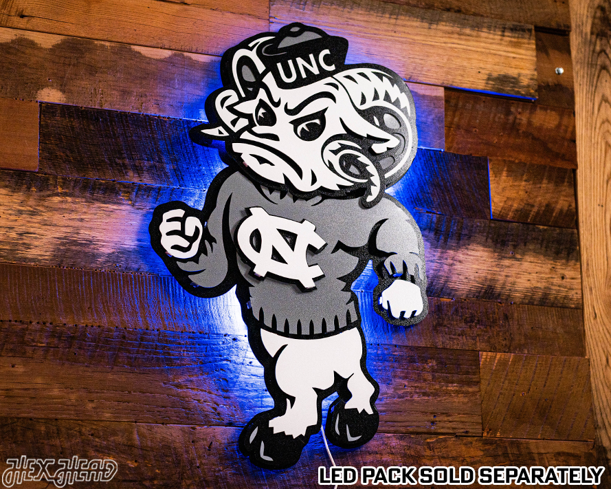 MONOCHROME - North Carolina Tar Heels "Rameses" 3D Vintage Metal Wall Art
