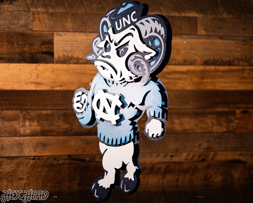 North Carolina Tar Heels "Rameses" 3D Vintage Metal Wall Art