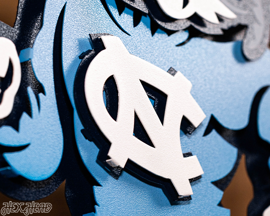 North Carolina Tar Heels "Rameses" 3D Vintage Metal Wall Art