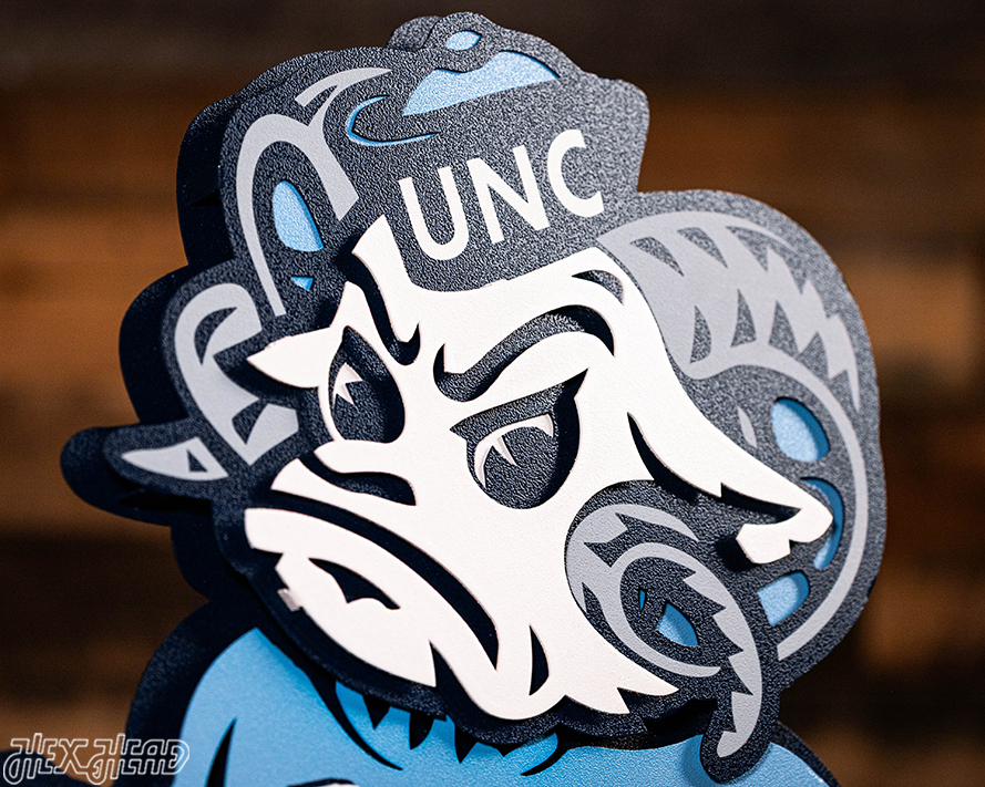 North Carolina Tar Heels "Rameses" 3D Vintage Metal Wall Art