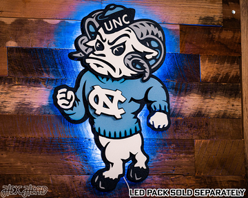 North Carolina Tar Heels "Rameses" 3D Vintage Metal Wall Art