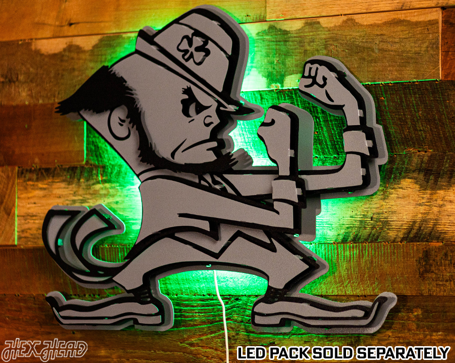 MONOCHROME - Notre Dame Fighting Irish Leprechaun 3D Vintage Metal Wall Art