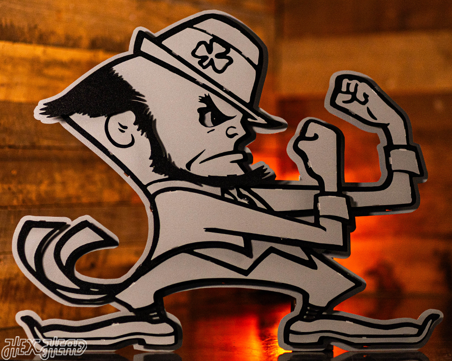 MONOCHROME - Notre Dame Fighting Irish Leprechaun 3D Vintage Metal Wall Art