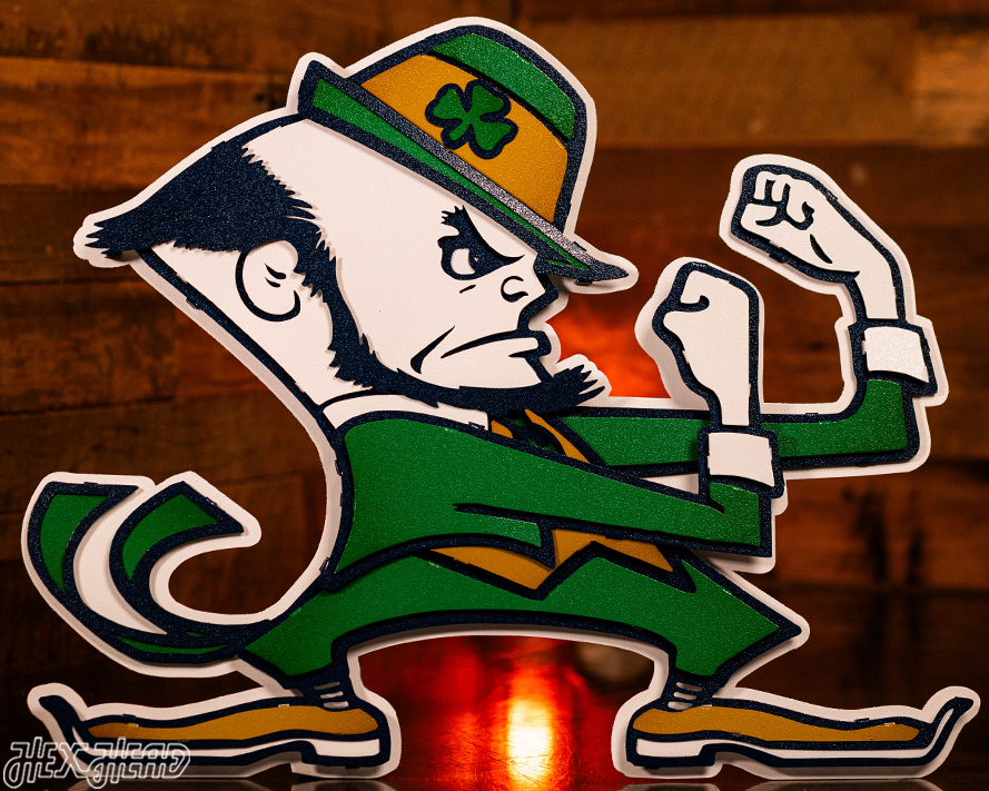 Notre Dame Fighting Irish Leprechaun 3D Vintage Metal Wall Art