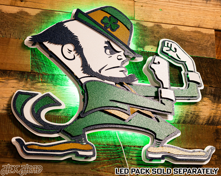 Notre Dame Fighting Irish Leprechaun 3D Vintage Metal Wall Art