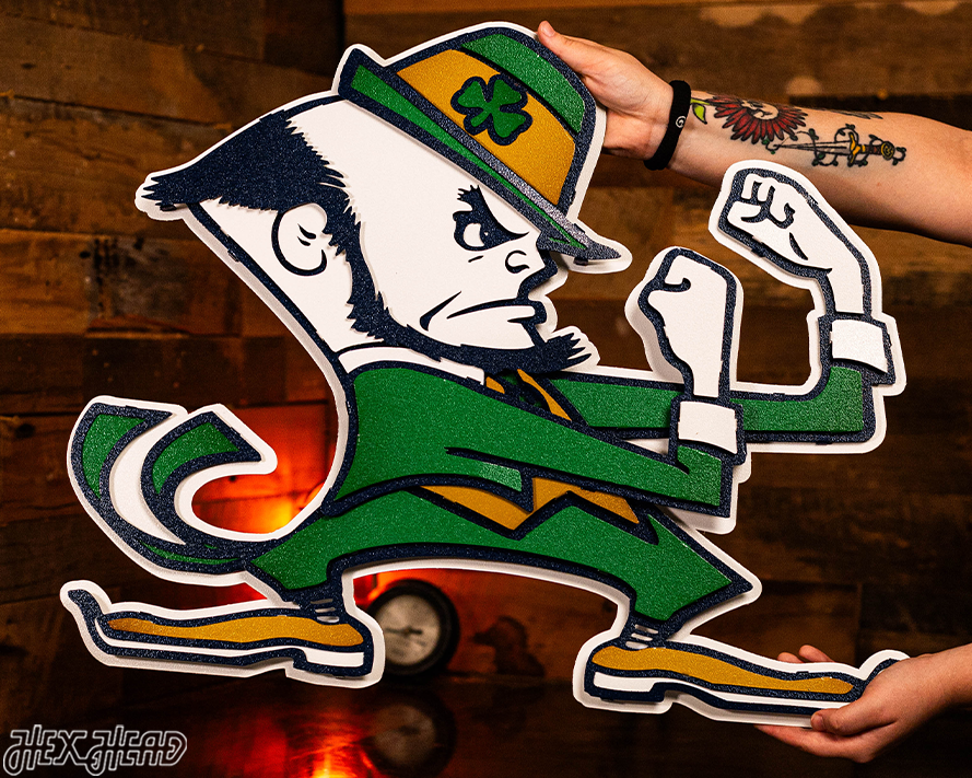 Notre Dame Fighting Irish Leprechaun 3D Vintage Metal Wall Art