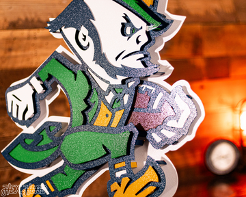 Notre Dame Fighting Irish Football Leprechaun 3D Vintage Metal Wall Art