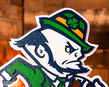 Notre Dame Fighting Irish Football Leprechaun 3D Vintage Metal Wall Art