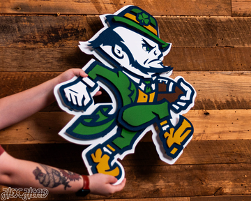 Notre Dame Fighting Irish Football Leprechaun 3D Vintage Metal Wall Art