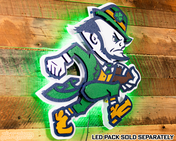 Notre Dame Fighting Irish Football Leprechaun 3D Vintage Metal Wall Art