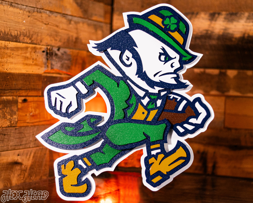 Notre Dame Fighting Irish Football Leprechaun 3D Vintage Metal Wall Art