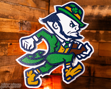 Notre Dame Fighting Irish Football Leprechaun 3D Vintage Metal Wall Art