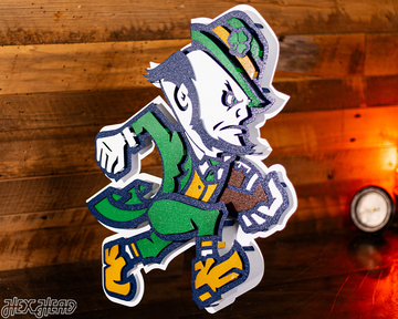 Notre Dame Fighting Irish Football Leprechaun 3D Vintage Metal Wall Art