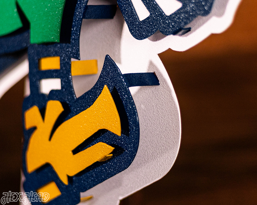 Notre Dame Fighting Irish Football Leprechaun 3D Vintage Metal Wall Art