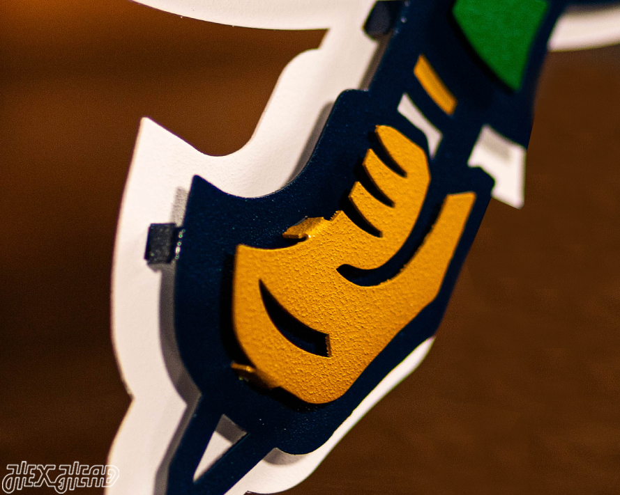 Notre Dame Fighting Irish Hockey Leprechaun 3D Vintage Metal Wall Art