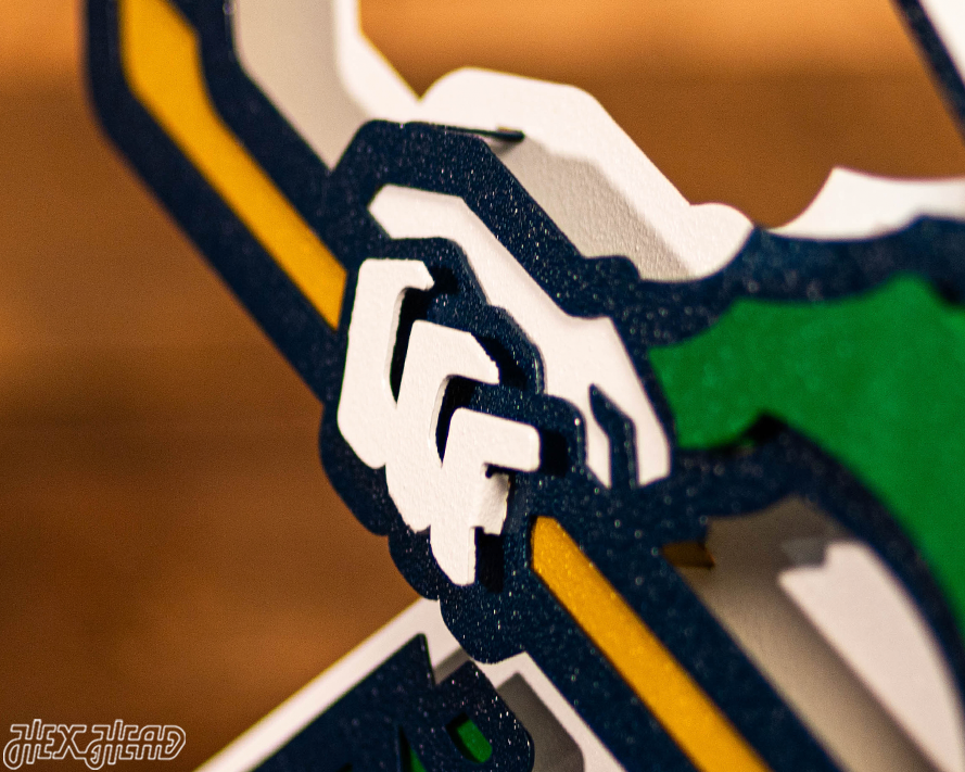 Notre Dame Fighting Irish Hockey Leprechaun 3D Vintage Metal Wall Art