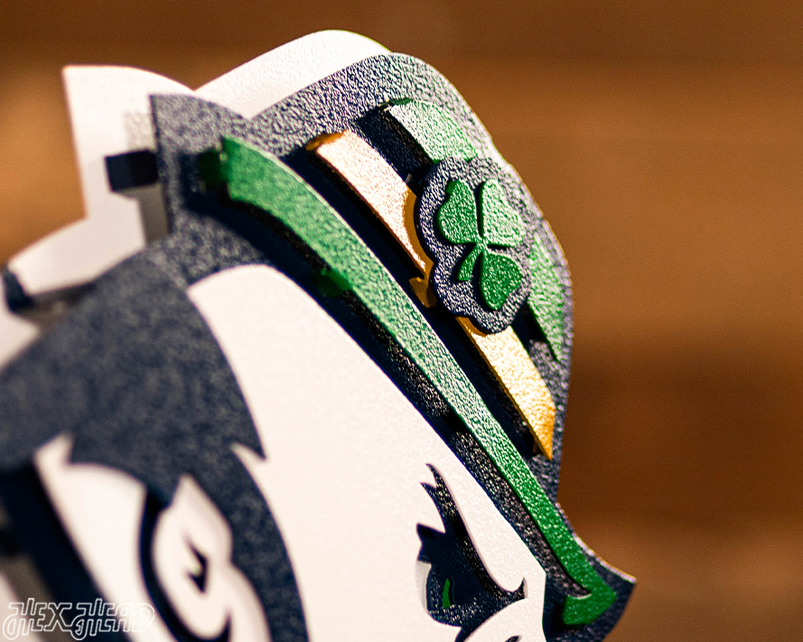 Notre Dame Fighting Irish Hockey Leprechaun 3D Vintage Metal Wall Art