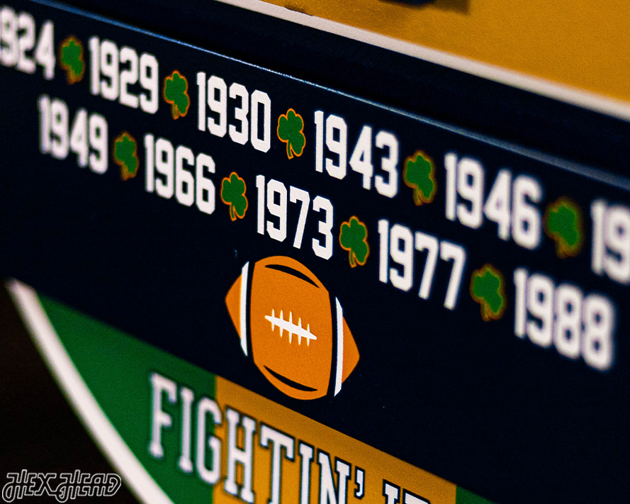 Notre Dame DYNASTY - Football National Champions Wins w/ Replaceable Icon Plate 3D Vintage Metal Wall Art