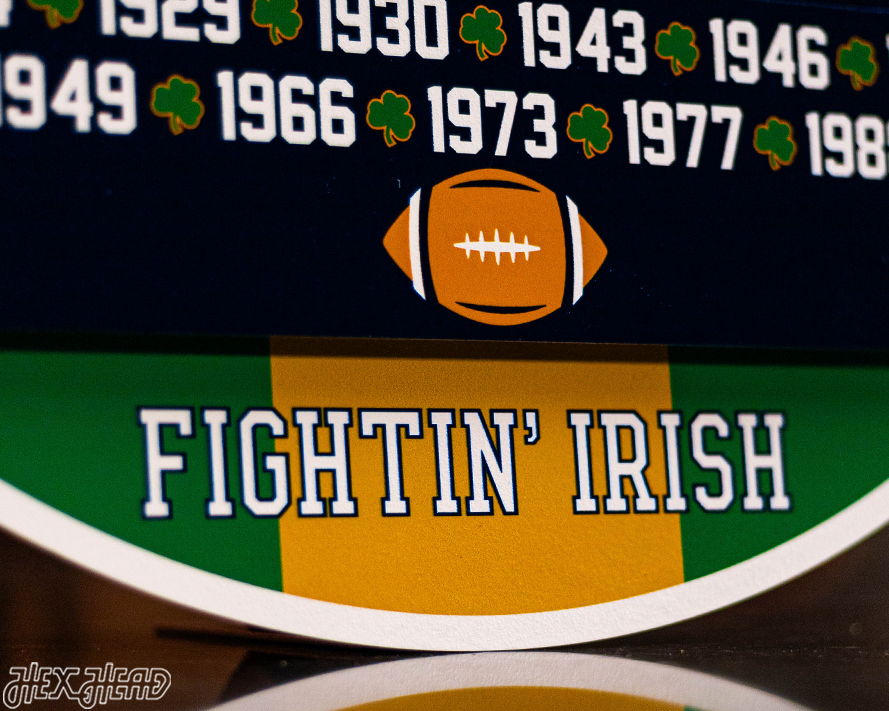 Notre Dame DYNASTY - Football National Champions Wins w/ Replaceable Icon Plate 3D Vintage Metal Wall Art