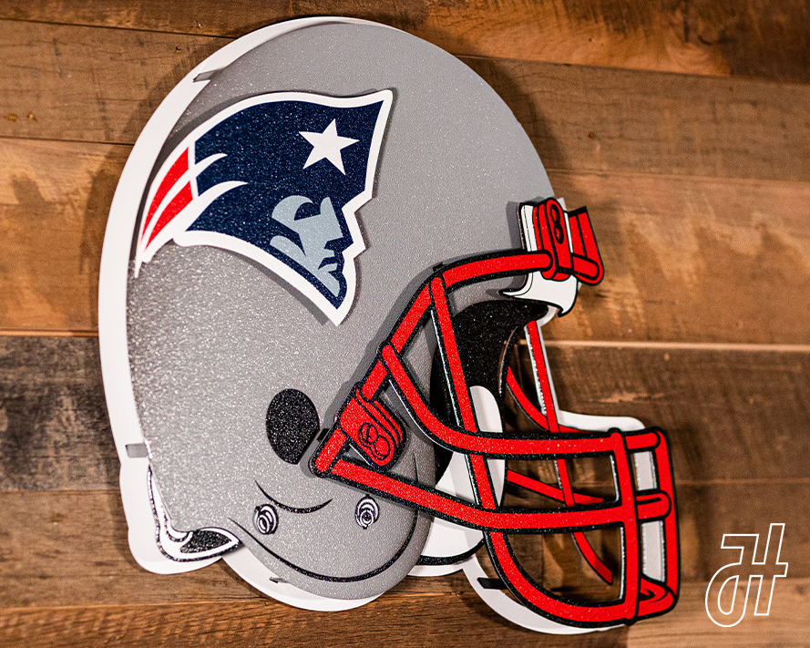 New England Patriots BLITZ Collection - 8 Layer Helmet 3D Vintage Metal Wall Art