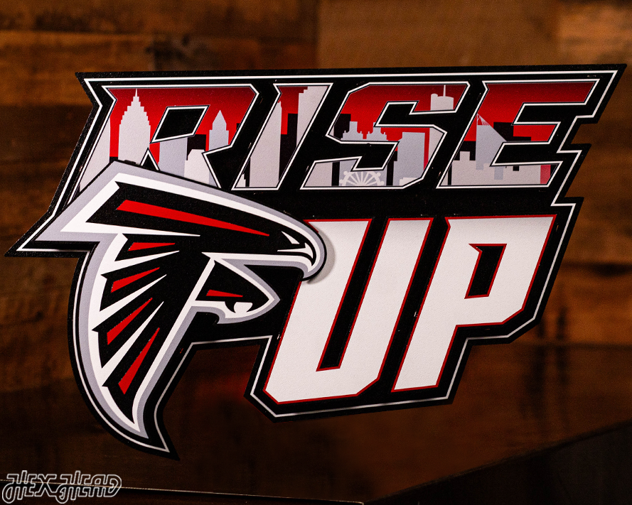 Atlanta Falcons - Hex Head EXCLUSIVE "RISE UP" Wordmark 3D Metal Wall Art