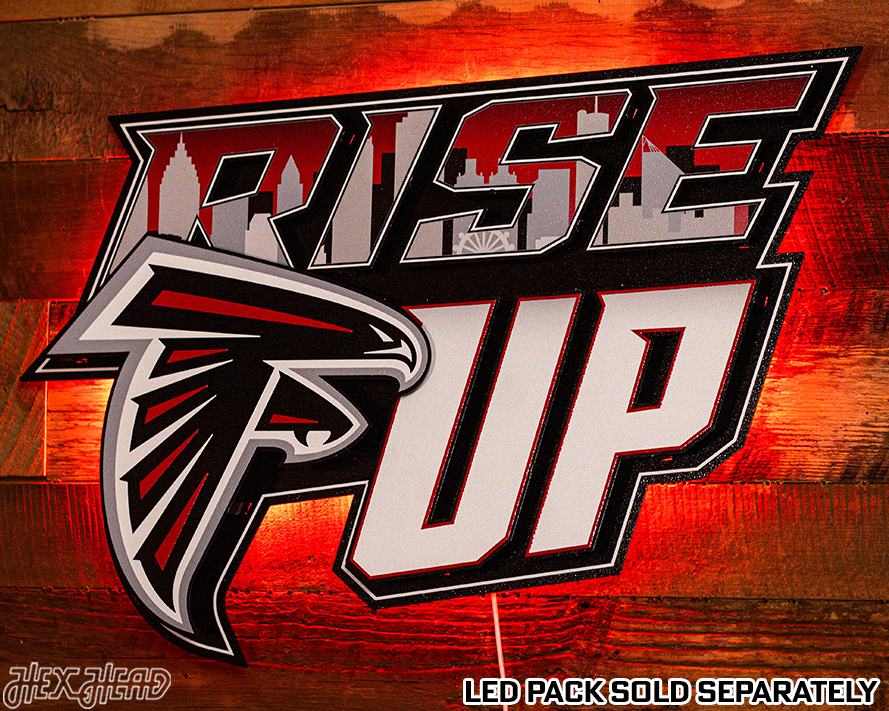 Atlanta Falcons - Hex Head EXCLUSIVE "RISE UP" Wordmark 3D Metal Wall Art