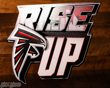 Atlanta Falcons - Hex Head EXCLUSIVE "RISE UP" Wordmark 3D Metal Wall Art