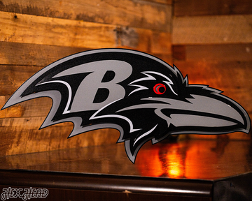 MONOCHROME - Baltimore Ravens "Raven Mascot" 3D Vintage Metal Wall Art