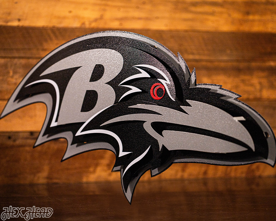 MONOCHROME - Baltimore Ravens "Raven Mascot" 3D Vintage Metal Wall Art