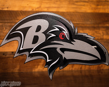 MONOCHROME - Baltimore Ravens "Raven Mascot" 3D Vintage Metal Wall Art