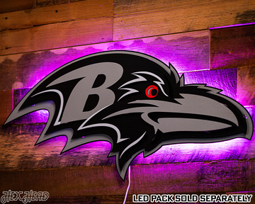 MONOCHROME - Baltimore Ravens "Raven Mascot" 3D Vintage Metal Wall Art