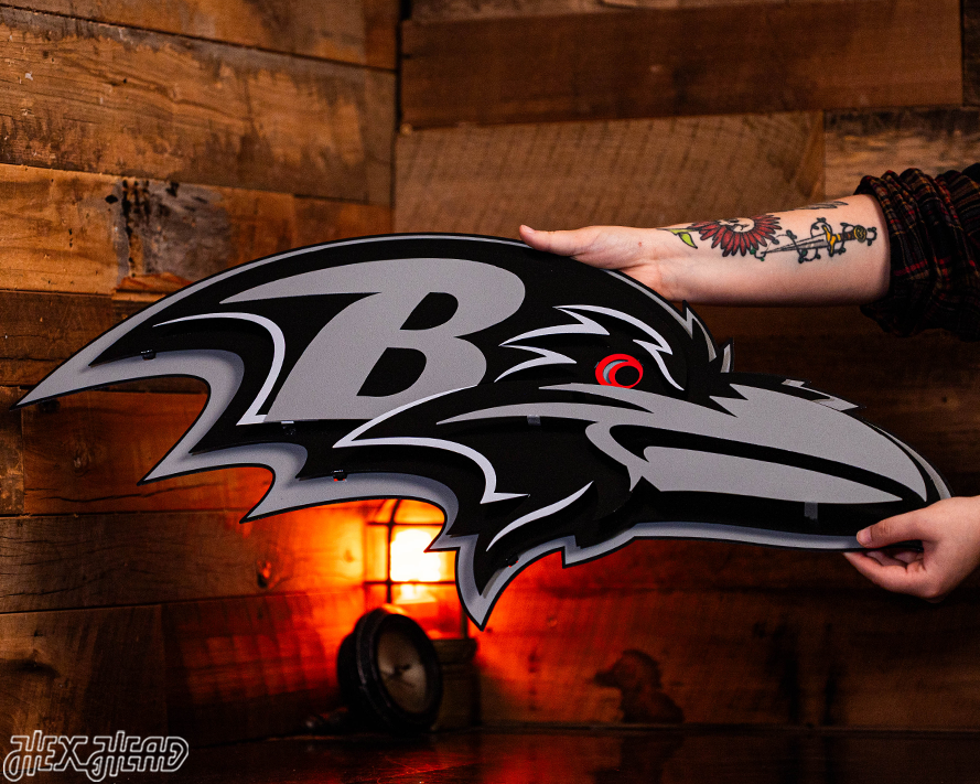 MONOCHROME - Baltimore Ravens "Raven Mascot" 3D Vintage Metal Wall Art